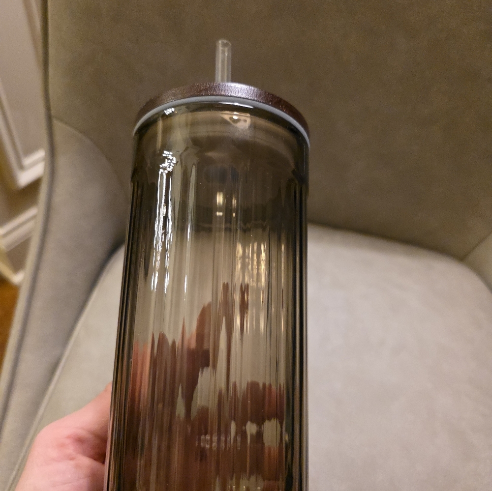 Hearth and Hand Fluted Glass Tumbler Wood Lid Brown 21oz Target Fall - Picture 3 of 10